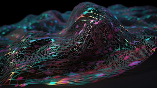 Holografischer Plexus Low-Poly-geometrischer abstrakter Hintergrund Generative KI