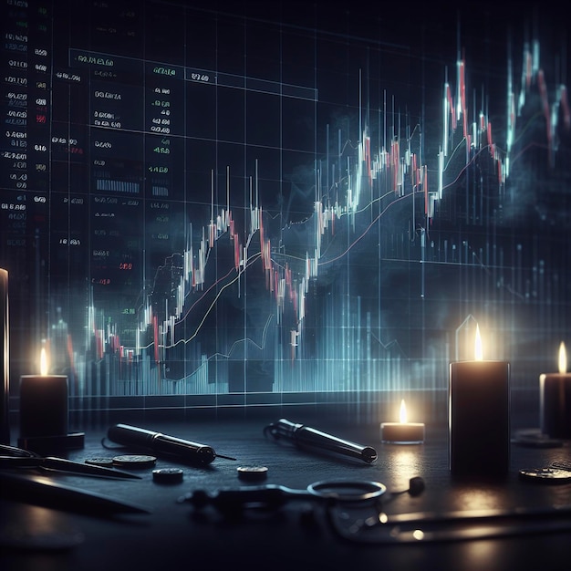 holograma de gráfico em fundo de forex abstrato