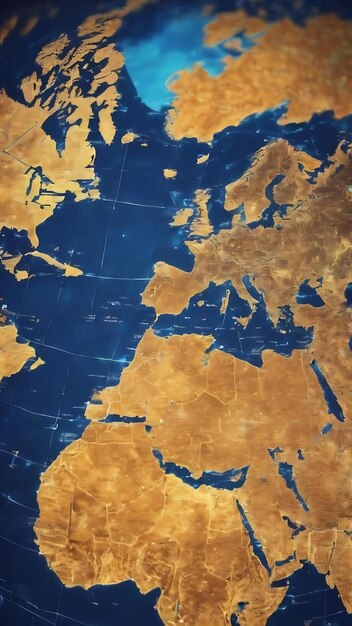 Holograma de mapa digital do mundo com fundo azul
