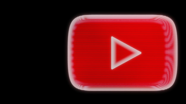 Holograma estilo Youtube Logo 3D Render moderno