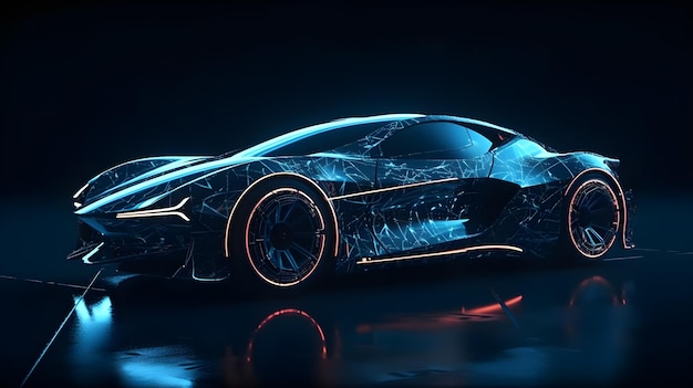 Holograma futurista coche eléctrico generativo ai.