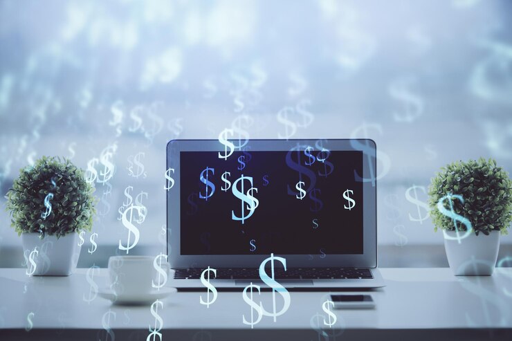 Foto holograma gráfico de forex en la mesa con fondo de computadora concepto de exposición múltiple de los mercados financieros