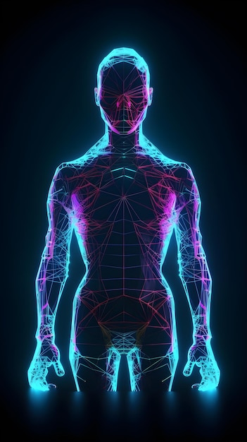 Holograma humano 3d geométrico generativo ai.