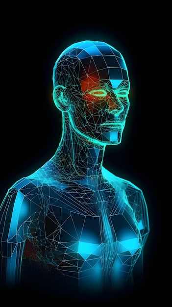 Holograma humano 3d modelo ilustración generativa ai