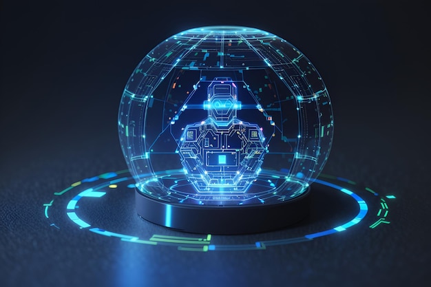 Holograma de inteligencia artificial y tecnologías virtuales Generado por AI Concepto de AI e innovaciones y dominación tecnológica