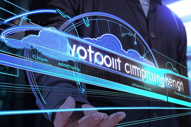 Foto holograma de nube digital futurista que muestra la computación en la nube y la transformación digital
