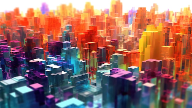 Holograma tecnológico sobre la vista panorámica de la ciudad de Bangkok Generative Ai