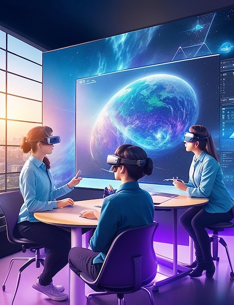 Hologramas de aprendizaje futurista Integración de realidad virtual