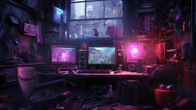 Holographische Konsole für Cyberpunk-Spiele Neon Entertainment