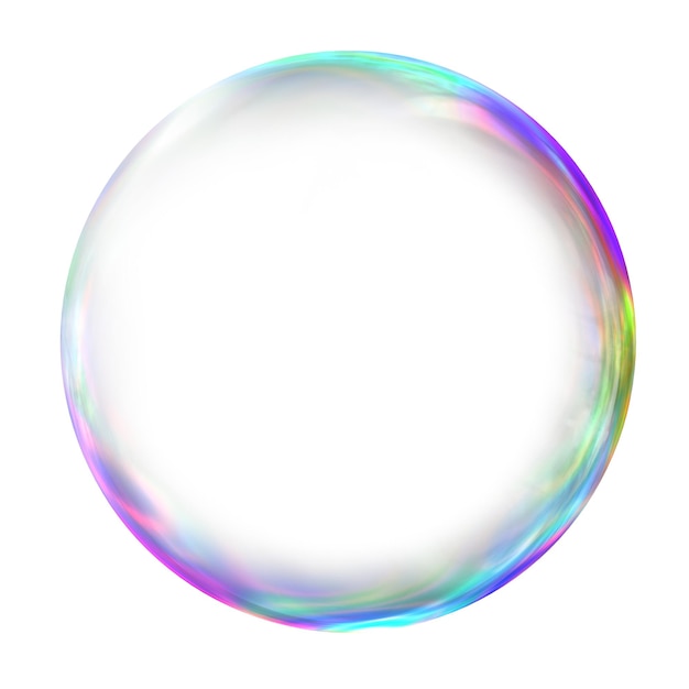 Holographischer PNG-Aufkleber in Form von Blasen mit 3D-Rendering-Grafik und durchsichtigem Hintergrund