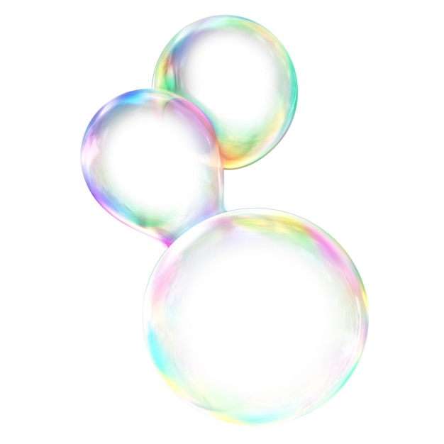 Holographischer PNG-Aufkleber in Form von Blasen mit 3D-Rendering-Grafik und durchsichtigem Hintergrund