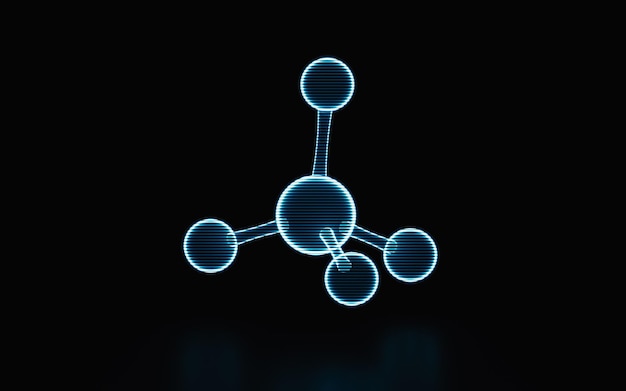 Holographisches Bild des Moleküls futuristisches Element 3D-Rendering