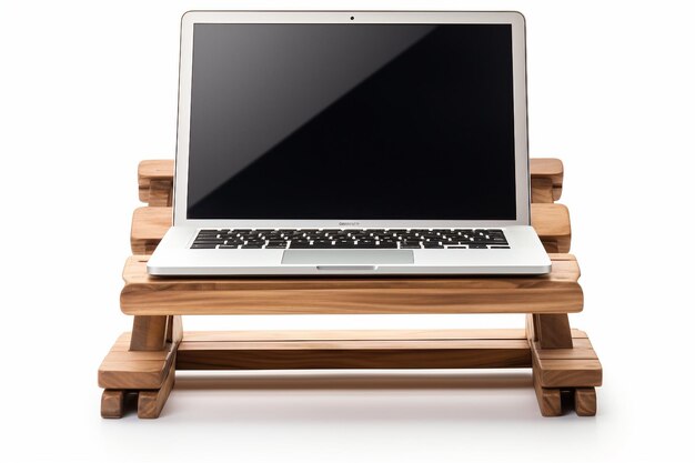 Holz-Laptop-Riser auf Weiß