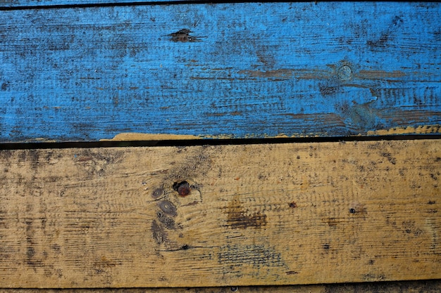 Holz texturierte gelbe und blaue planke