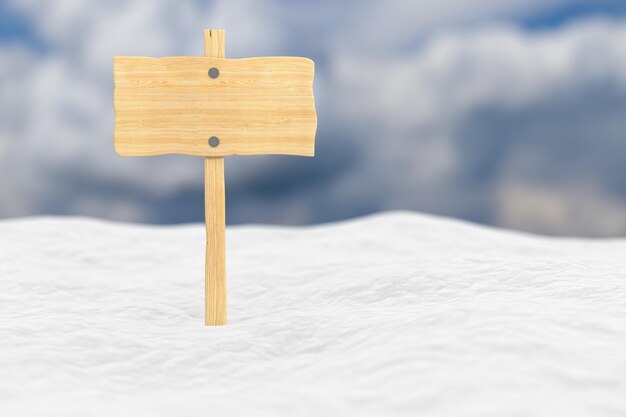 Holzbanner in Schneewehe. 3D-Darstellung