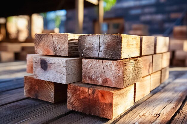 Holzbausteine in einem Lagerhaus