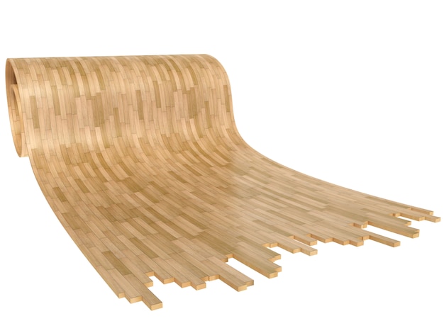 Holzbodenrollparkett über weißem Hintergrund