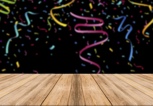 Holzbrett leere Tischplatte auf verschwommenem Hintergrund Perspecti