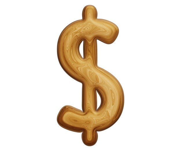 Holzdollarsymbol in 3D-Rendering