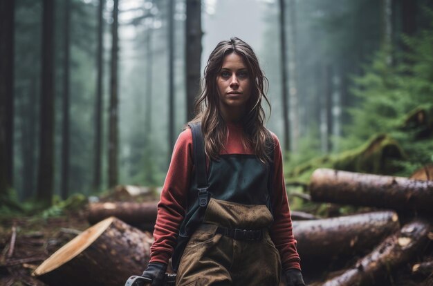 Foto holzfällerin, frau des waldes, generiere ai.