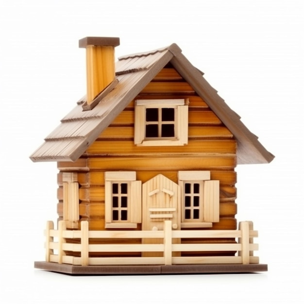 Holzhaus isoliert auf weißem Hintergrund 3D-Modell