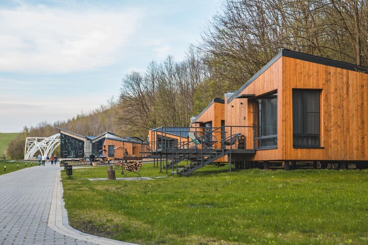 Holzhaus mit gemütlichem Platz für Grillkopien