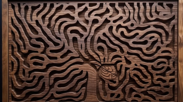 Holzlabyrinth in Form einer Silhouette des menschlichen Gehirns AI generative