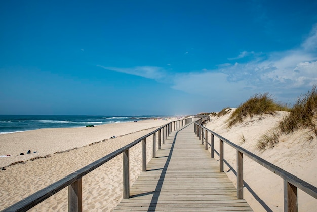 Holzpfad am Strand Aveiro Portugal