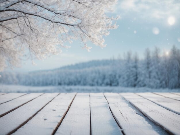 Holzplatten Boden Winterhintergrund KI Generativ