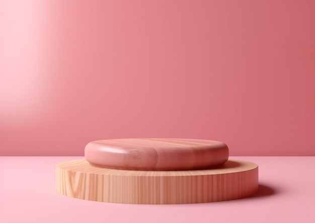 Holzpodest für Produkte Hintergrund für Parfümschmuck und Kosmetikprodukte Rosa Begie