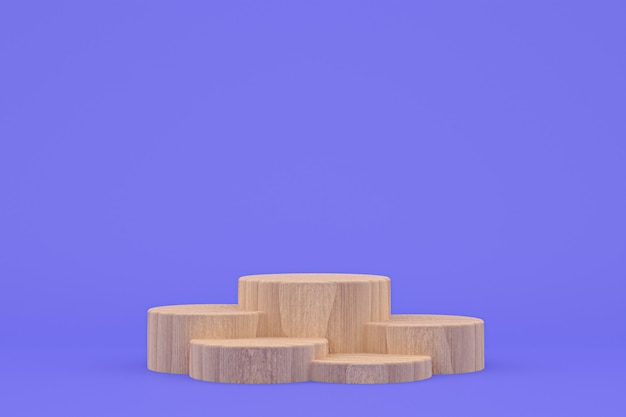 Holzpodest minimale 3D-Wiedergabe oder Produktständer für die Präsentation kosmetischer Produkte