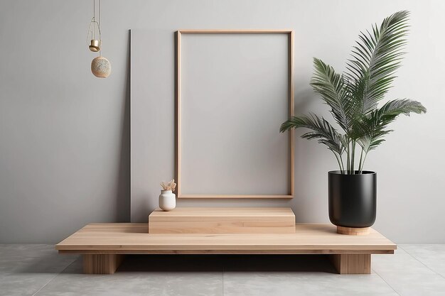 Holzpodium für die Produktpräsentation in modernen Innenräumen Naturminimalis Luxuspodium