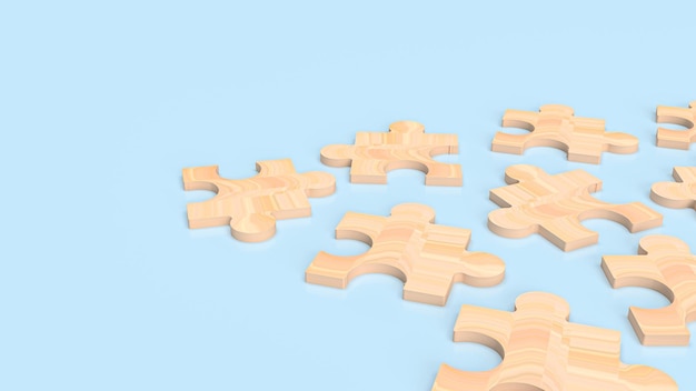 Holzpuzzle für Business-Hintergrund 3D-Rendering