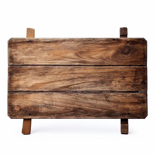 Holzschild, das von KI generiert auf Weiß isoliert wurde
