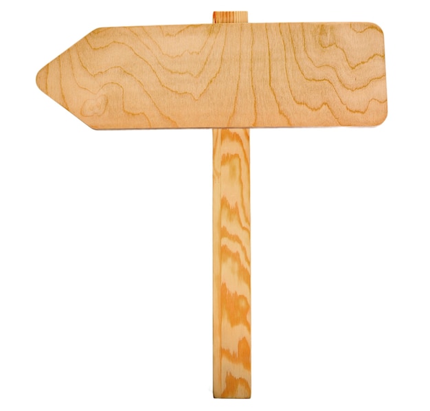 Holzschild Pfeil isoliert auf weiss