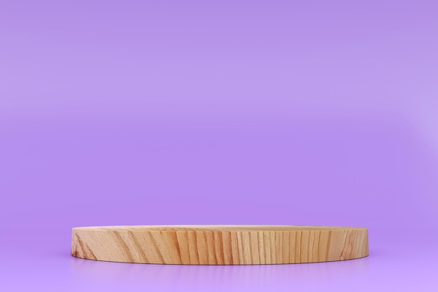 Holzsockel Podium Mockup auf lila Hintergrund 3D-Rendering