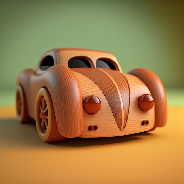 Holzspielzeugauto 3D-Rendering Illustration Bilder Hintergrundbild Hintergrund