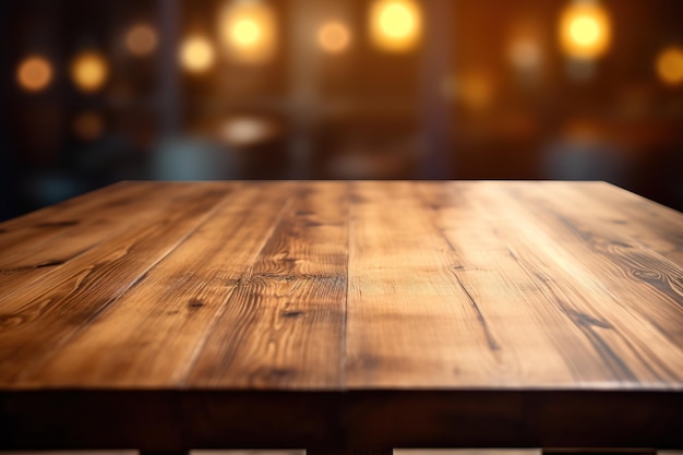 Holztisch-Hintergrundunschärfe Bühnenhintergrund für Produktpräsentation leerer Holztisch