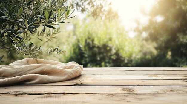 Foto holztisch und naturhintergrund