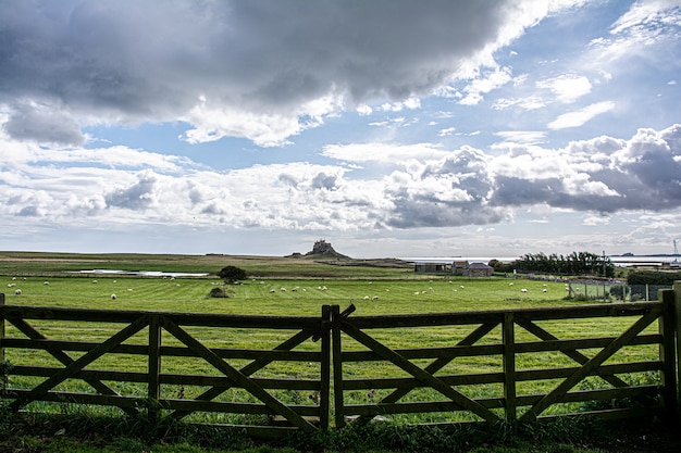 Holzzaun mit Blick auf die Burg