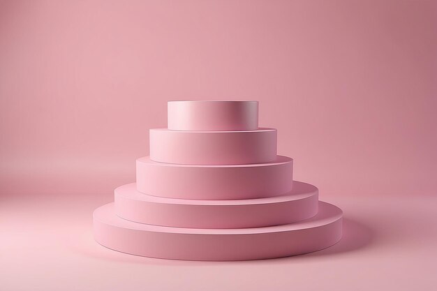 Foto holzzylinder-podium auf rosa hintergrund für die 3d-rendering von produkten