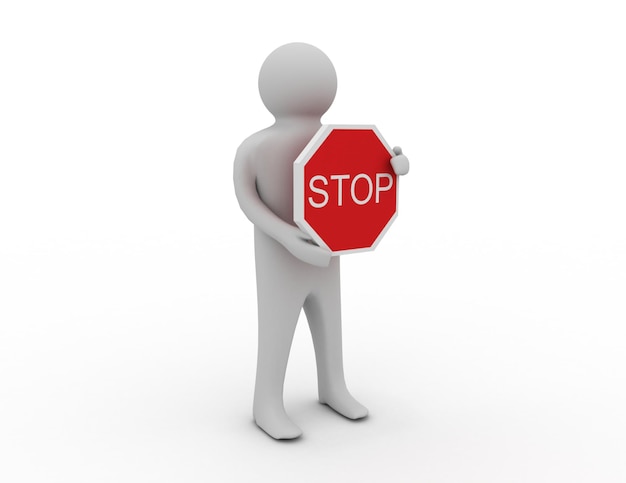 hombre 3d con señal de stop