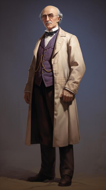 Foto un hombre con un abrigo y corbata de pie