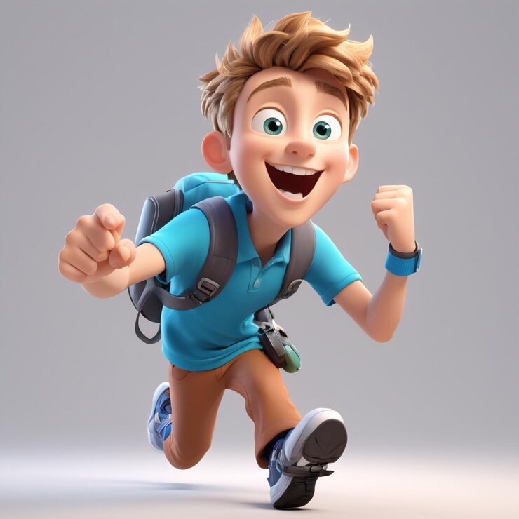 Hombre adolescente mensajero personaje de dibujos animados ilustración 3D personaje aislado fondo gris