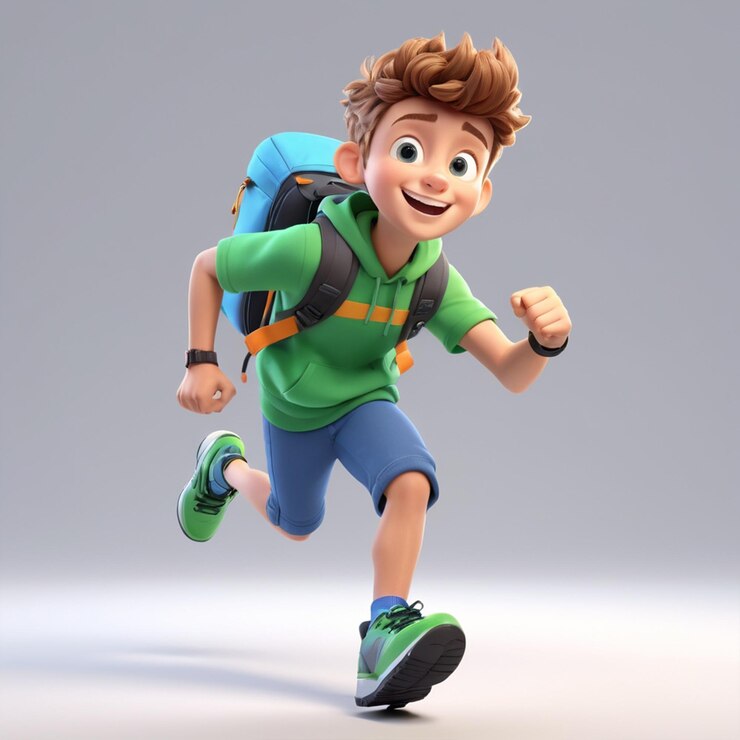 Hombre adolescente mensajero personaje de dibujos animados ilustración 3D personaje aislado fondo gris