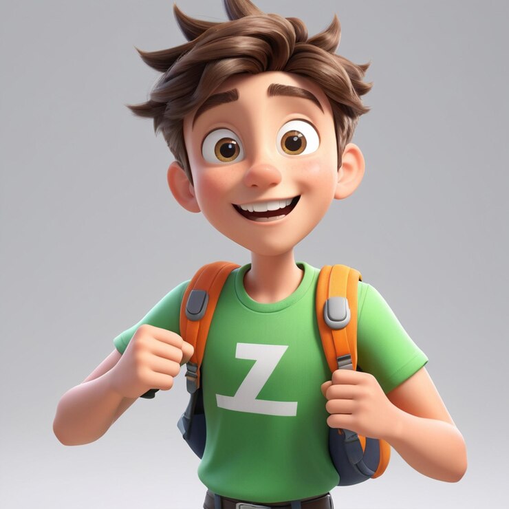 Hombre adolescente mensajero personaje de dibujos animados ilustración 3D personaje aislado fondo gris
