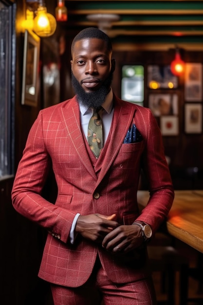 Hombre africano con estilo en traje ajustado