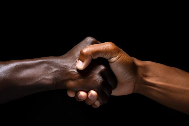 Foto hombre africano tocando los nudillos con una mujer de piel oscura como señal de acuerdo