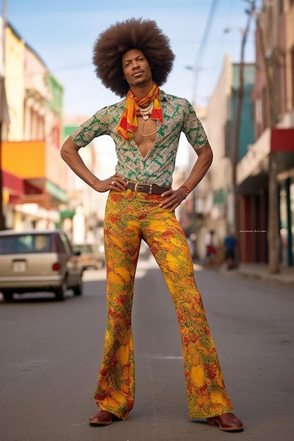 Hombre afro con estilo hace una pose