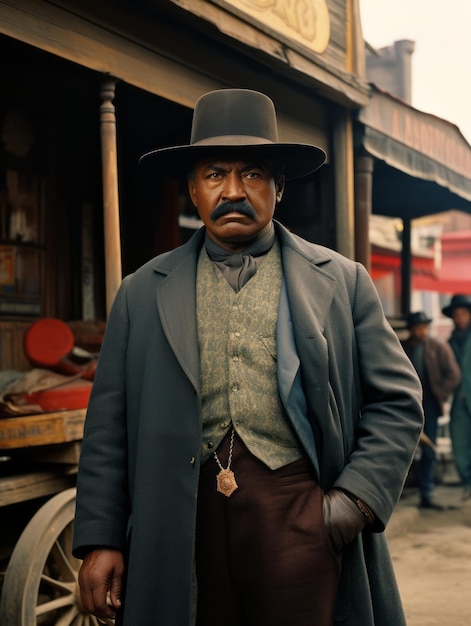 Hombre afroamericano de principios del siglo XX, fotografía antigua coloreada